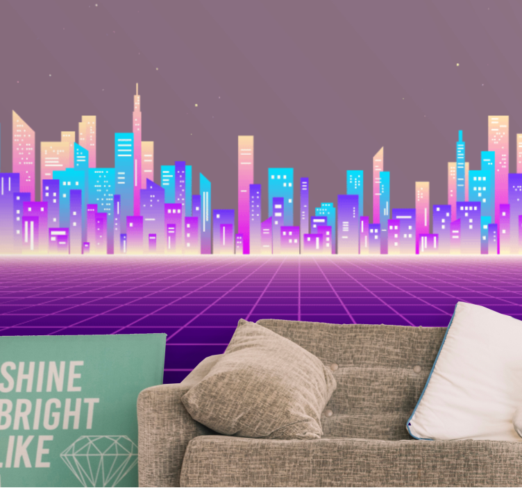 Tapisserie villes et pays skyline de ville futuriste - TenStickers