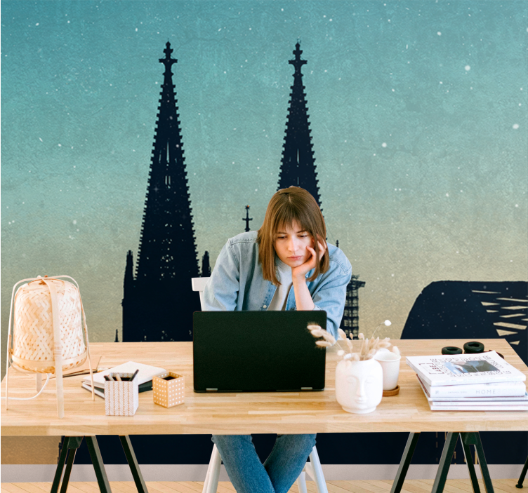 Tapisserie villes et pays tours de cathédrale en silhouette - TenStickers