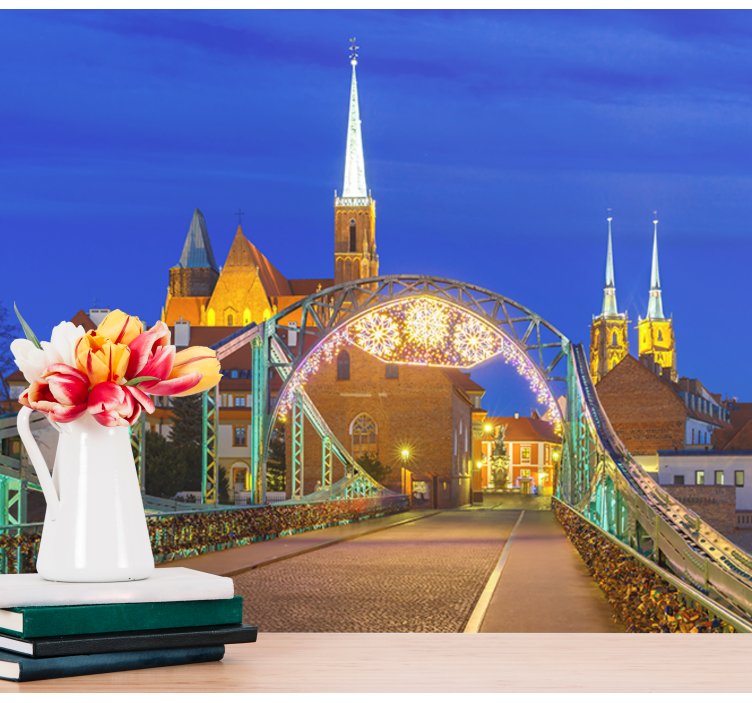 Tapisserie villes et pays vue du pont historique - TenStickers