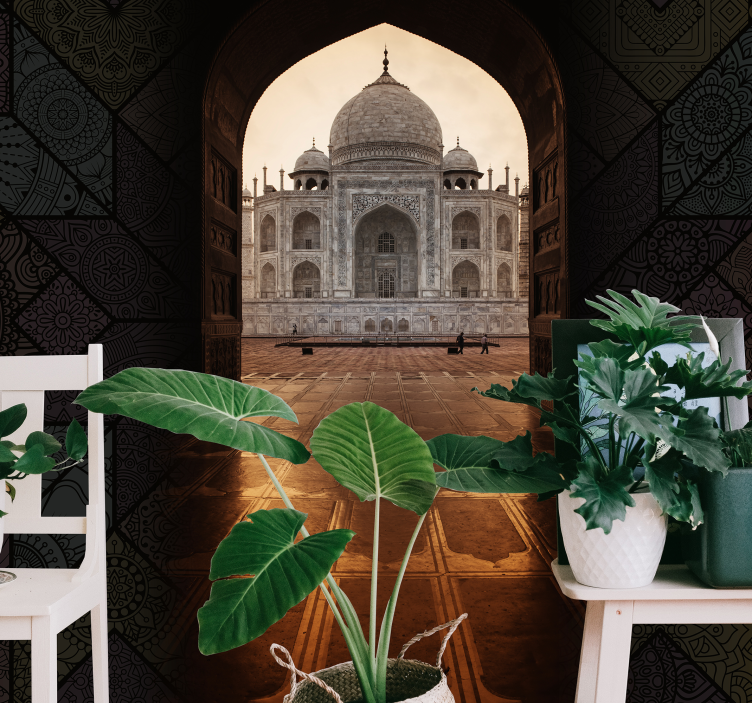 Tapisserie villes et pays vue du taj mahal - TenStickers