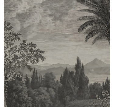 Tapisserie salle de bain paysage naturel gris - TenStickers