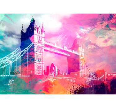 Tapisserie londres silhouette de pont coloré - TenStickers