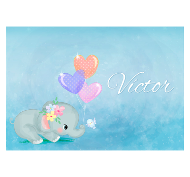 Papier peint pépinière personnalisé bébé éléphant - TenStickers