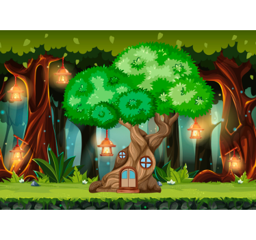 Tapisserie murale cabane dans les arbres - TenStickers