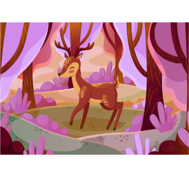 Tapisserie animaux cerf charmant de la forêt - TenStickers