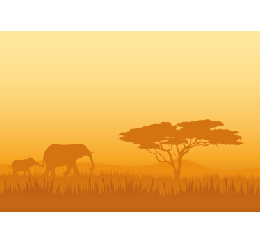 Tapisserie animaux éléphants en safari - TenStickers