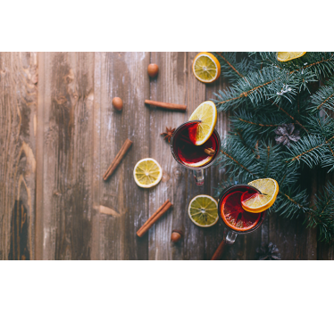 Tapisserie noel présentation du vin chaud - TenStickers