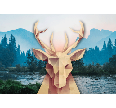 Tapisserie animaux portrait géométrique de cerf - TenStickers