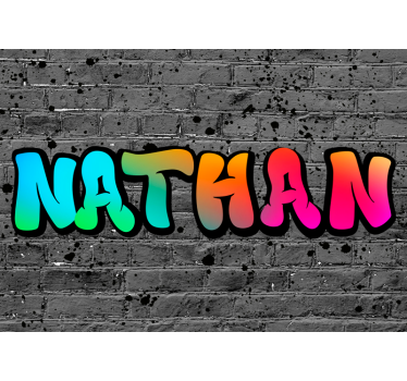 Papier peint chambre personnalisé nom arc-en-ciel en brique - TenStickers