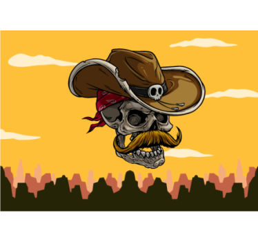 Tapisserie graffiti motif de crâne de cow-boy - TenStickers