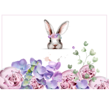 Photo murale d'animaux Lapin avec couronne de fleurs - TenStickers