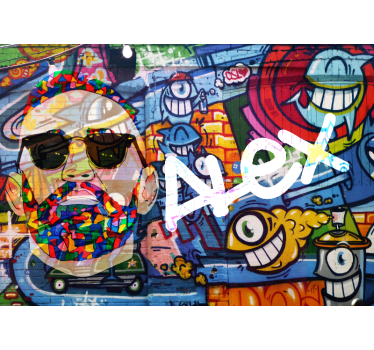 Tapisserie graffiti portrait urbain coloré - TenStickers