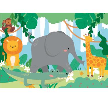 Tapisserie animaux jungle amis amicaux - TenStickers