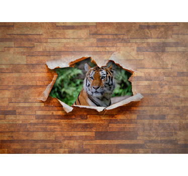 Tapisserie animaux tête de tigre sur mur - TenStickers