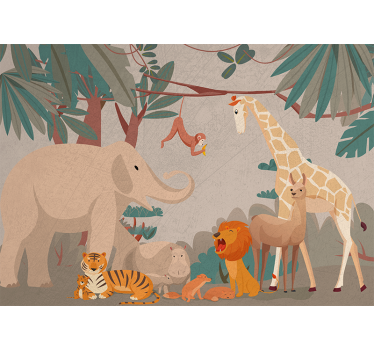 Tapisserie animaux rassemblement safari - TenStickers