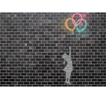 Tapisserie graffiti fille atteignant des ballons - TenStickers