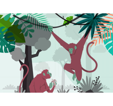 Tapisserie animaux singes en balançoire - TenStickers