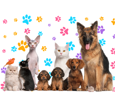 Tapisserie animaux compagnons de bonheur - TenStickers