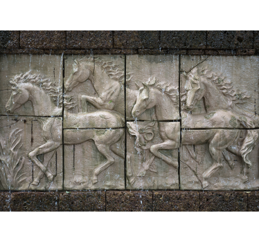 Tapisserie animaux chevaux au galop en relief - TenStickers