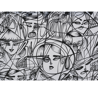 Tapisserie graffiti visages d'expression abstraite - TenStickers
