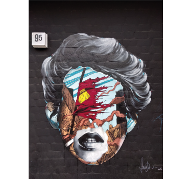 Tapisserie graffiti profil humain fragmenté - TenStickers