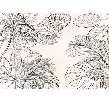 Papier peint panoramique formes feuilles fines couleurs chaudes - TenStickers
