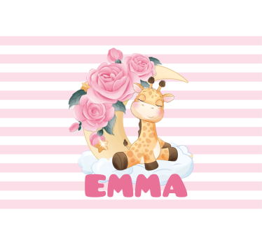 Tapisserie chambre enfant giraffe avec roses - TenStickers