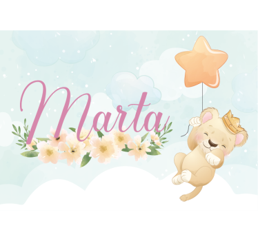 Tapisserie chambre enfant ballon lion mignon - TenStickers