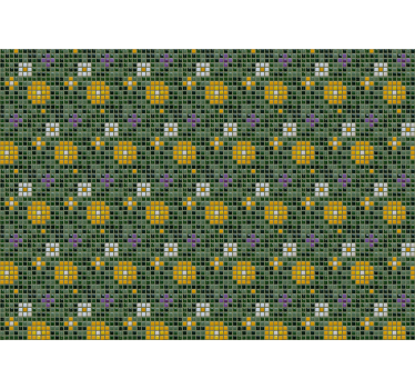 Tapisserie salle de bain motif floral vibrant de tuile - TenStickers