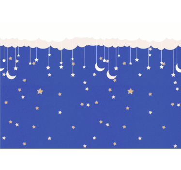 Tapisserie chambre enfant aventure dans le ciel nocturne - TenStickers