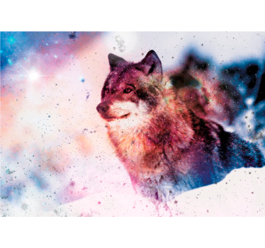 Tapisserie animaux loup cosmique solitaire - TenStickers
