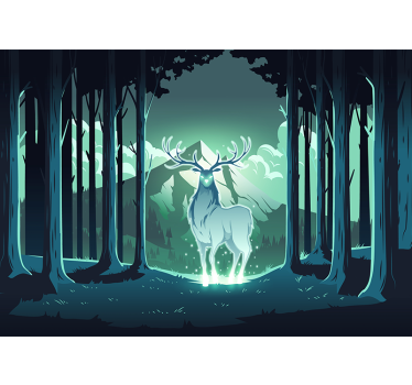 Tapisserie animaux cerf majestueux en forêt - TenStickers