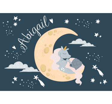 Tapisserie chambre enfant licorne rêveuse nuit - TenStickers