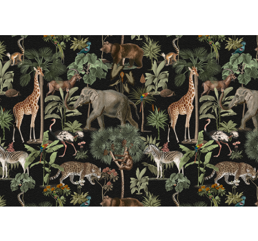 Tapisserie animaux scène de jungle sauvage - TenStickers