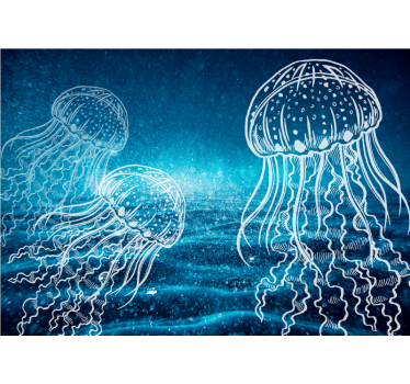 Tapisserie salle de bain danse élégante des méduses - TenStickers