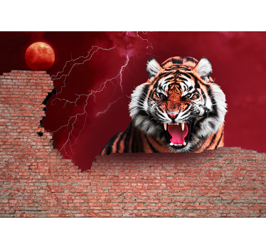 Tapisserie animaux rugissement de tigre féroce - TenStickers