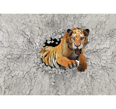 Tapisserie animaux tigre en pleine évasion - TenStickers