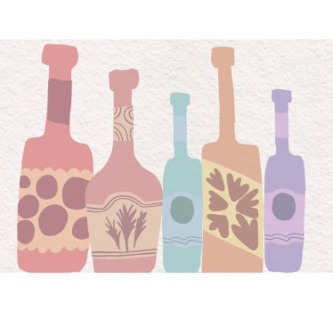 Tapisserie art collection de bouteilles stylisées - TenStickers