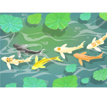 Tapisserie animaux étang de carpes koi - TenStickers