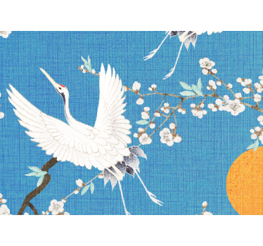 Tapisserie lion et fleurs de grue gracieuses - TenStickers