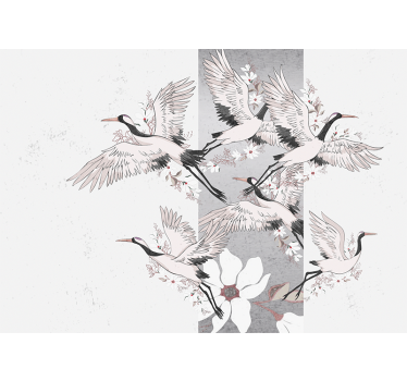 Tapisserie animaux grues élégantes en vol - TenStickers