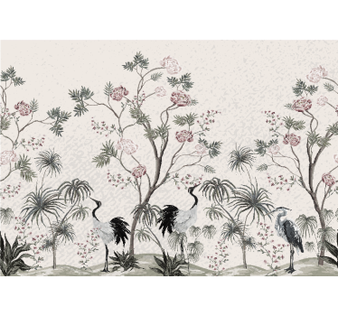 Tapisserie animaux scène Élégante de grues - TenStickers