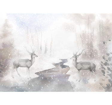 Tapisserie animaux rencontre avec un cerf majestueux - TenStickers