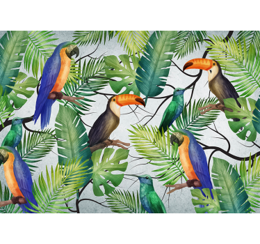 Tapisserie animaux thème oiseaux tropicaux - TenStickers