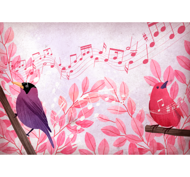 Tapisserie animaux oiseaux musiciens chantants - TenStickers