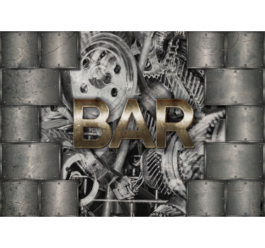 Tapisserie graffiti lettrage industriel en engrenages - TenStickers