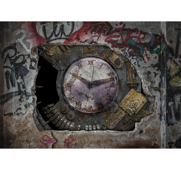 Tapisserie graffiti design horloge rouillée - TenStickers