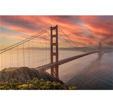 Tapisserie murale bureau pont du Golden Gate - TenStickers