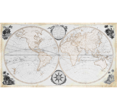 Tapisserie murale bureau carte du monde vintage aquarelle - TenStickers