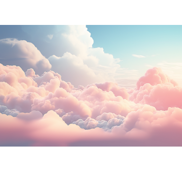 Tapisserie murale enfant paysage nuages roses - TenStickers